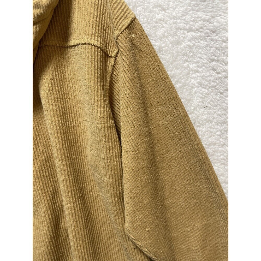 American Eagle Hoodie Women’s M Yellow Ribbed Knit Button Front Long Sleeve - Picture 8 of 11
